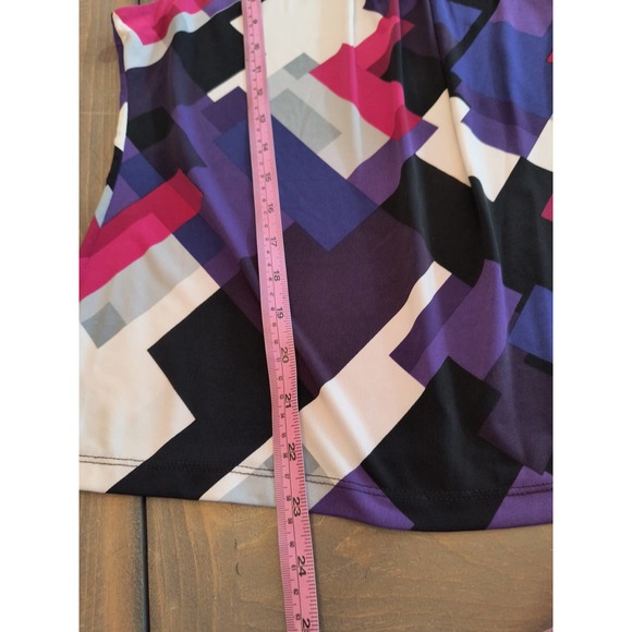Calvin Klein Sleeveless Blouse Women's Size PL Multicolor Stretch Knit Top - Picture 13 of 15